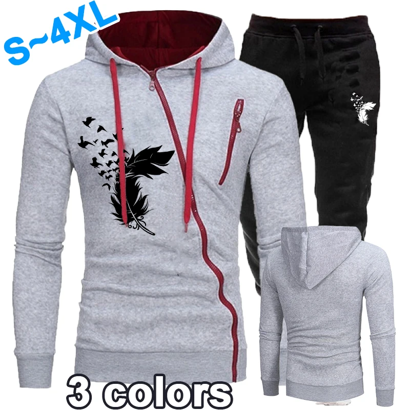 Mode Reiß verschluss Hoodie Mantel Set Hoodie Jogging hose Herren Leichtathletik Running Set Mode Hoodie Set Hoodie Hose zweiteilig Set