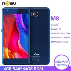 NOMU M8 4G 스마트폰 5.2 인치 옥타코어 1.5GHz 4GB RAM 64GB ROM 21.0MP 후면 카메라, IP68 방수 NFC 견고한 휴대폰