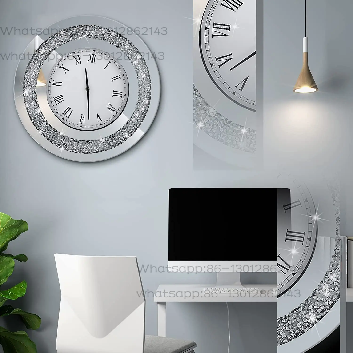 Luxury Wall Clock Nordic Diamond Silent Clock Living Room Creative Interior Wall Clocks Modern Home Decor Wall Decoration