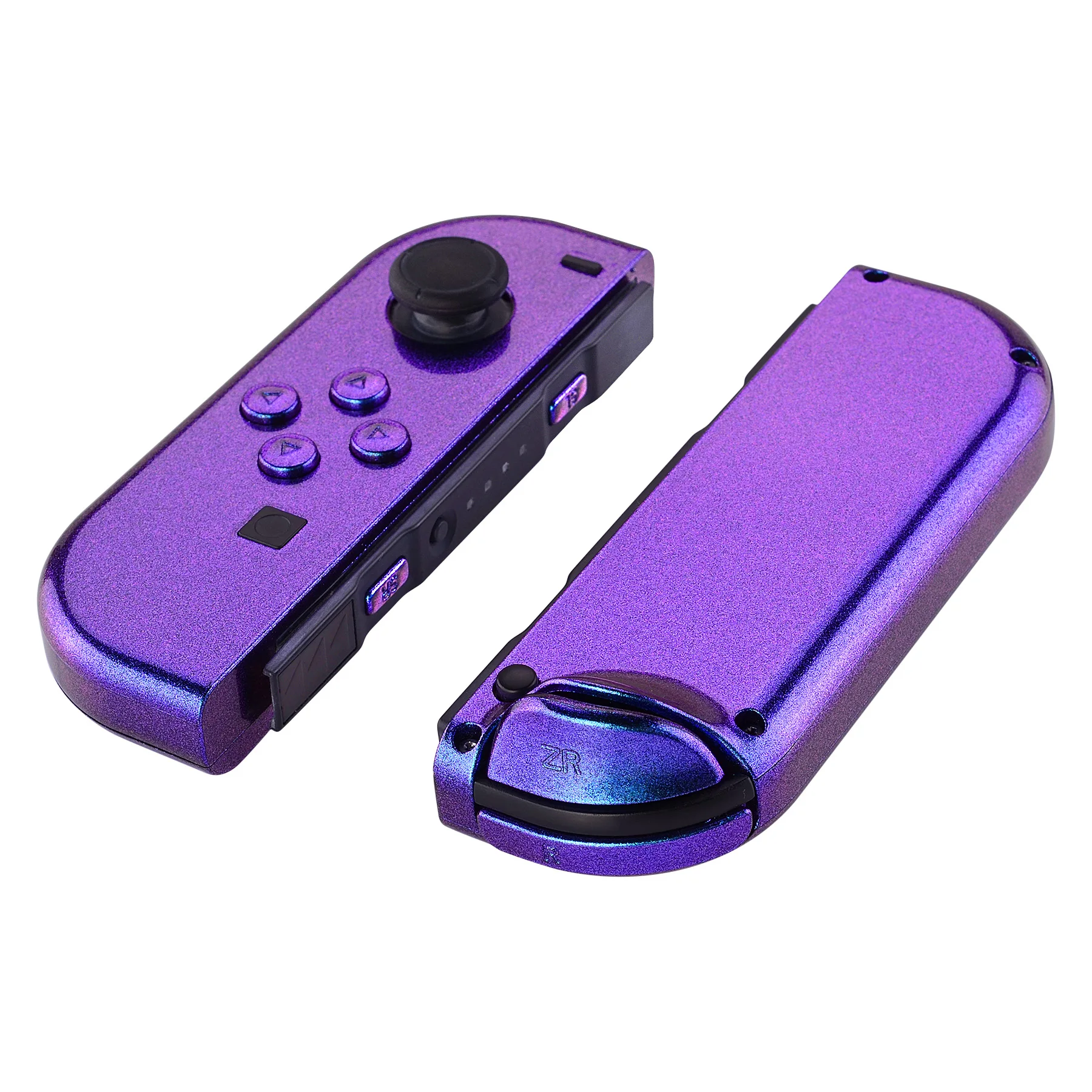 eXtremeRate Chameleon Purple Blue Controller Housing Shell Case With Full Set Buttons for Nintendo Switch JoyCon & OLED JoyCon