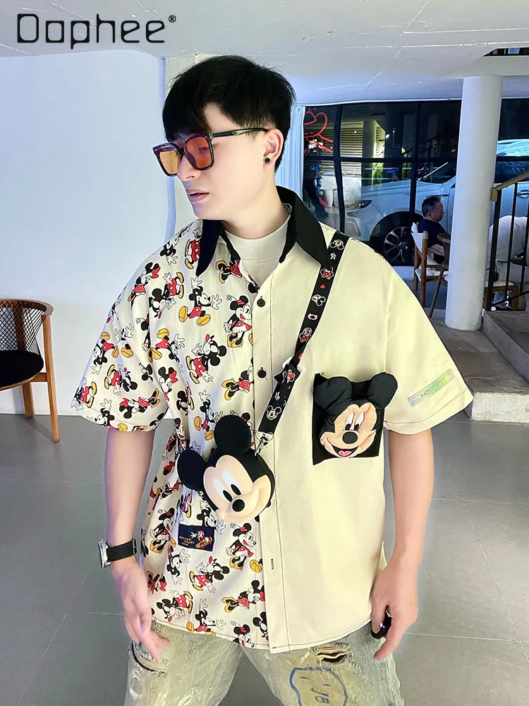 

Fun 3D Doll Print Short Sleeve Shirt for Men and Women 2026 New Loose Fit Versatile Shirt Trendy Brand Couple Cartoon Top