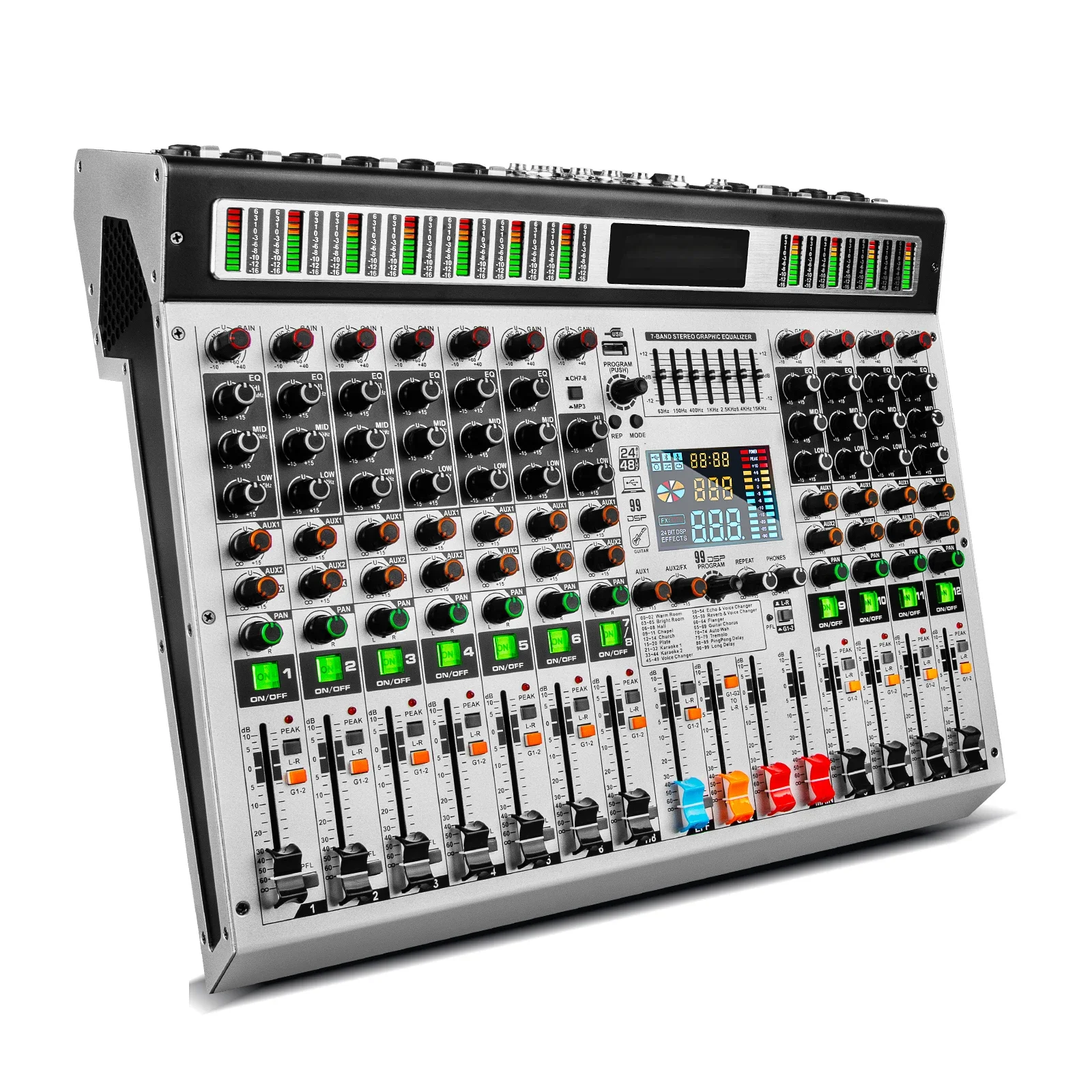 Biner TX-12 Built-in 99 DSP Digital reverb effects 12 Channel Digital professional audio mixer with 2 marshals