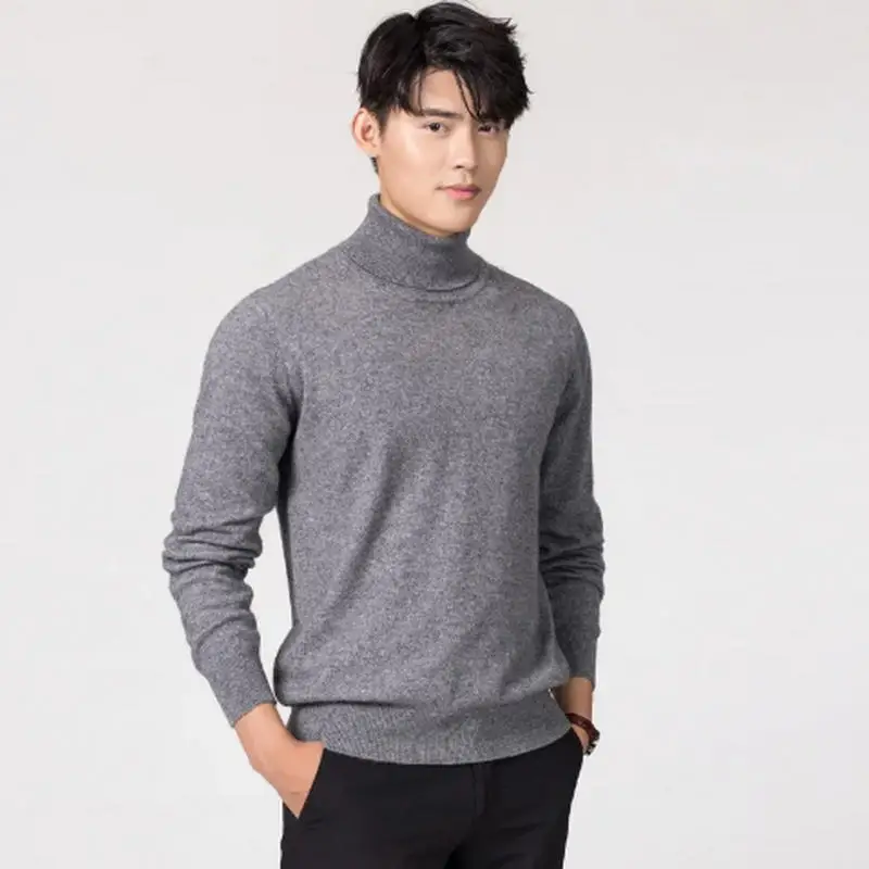 Pullover da uomo a collo alto in misto cotone Cashmere 2024 autunno inverno maglione quotidiano Jersey Hombre Pull Homme maglione lavorato a maglia