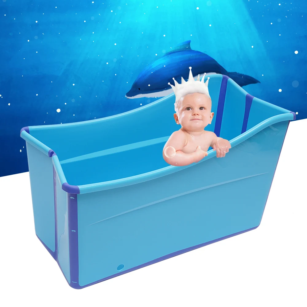 Portable Folding Bathtub with Drain Pipe and Anti-Bacterial Material – Ideal for Small Spaces and Family Use