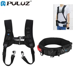 PULUZ 2 in 1 Multi-functional Bundle Waistband Strap + Double Shoulders Strap Kits with Hook for SLR / DSLR Cameras