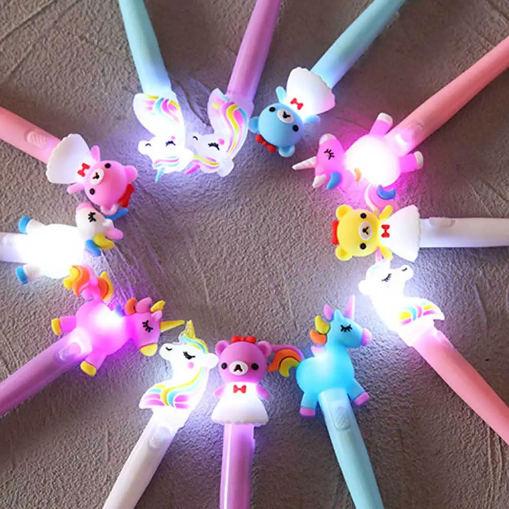 مجموعة أقلام مضيئة Led كرتونية للحفلات المفضلة لعيد الميلاد ومهرجان الشاطئ والأيل الليلي المضيء هدية قلم #1