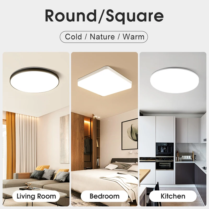 Led Ceiling Lamp Modern Ceiling Chandelier 18/30/40/72W Led Panel Ceiling Lights Fixture For Bedroom Kitchen Home Decor Lighting