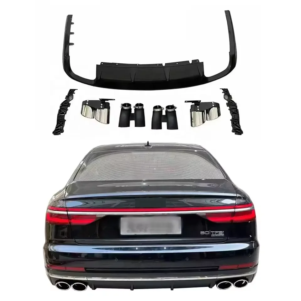 For  A8 D5 up S8 rear diffuser for S8 performance look style rear diffuser 2019 2020 2021 2022