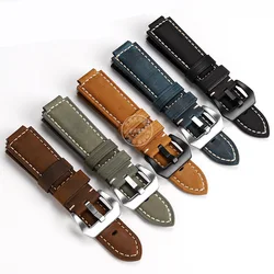 24mm Cowhide Watch Strap For Casio G-SHOCK GST-B400/GST-B200 Black Blue And Silver/Black Button Watchband