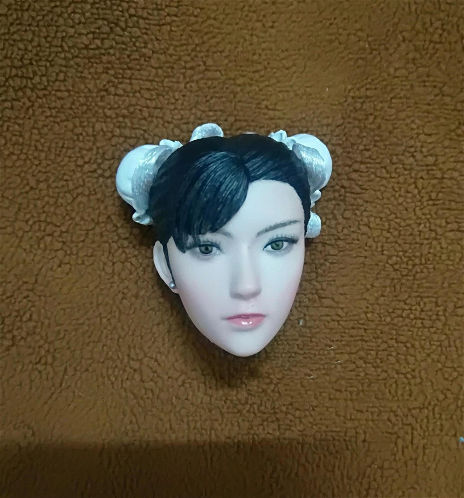 1/6 Scale Chun-Li Fighter Girl Head Carved PVC Head Model Fit 12'' TBLeague Phicen Pale Action Figure Body