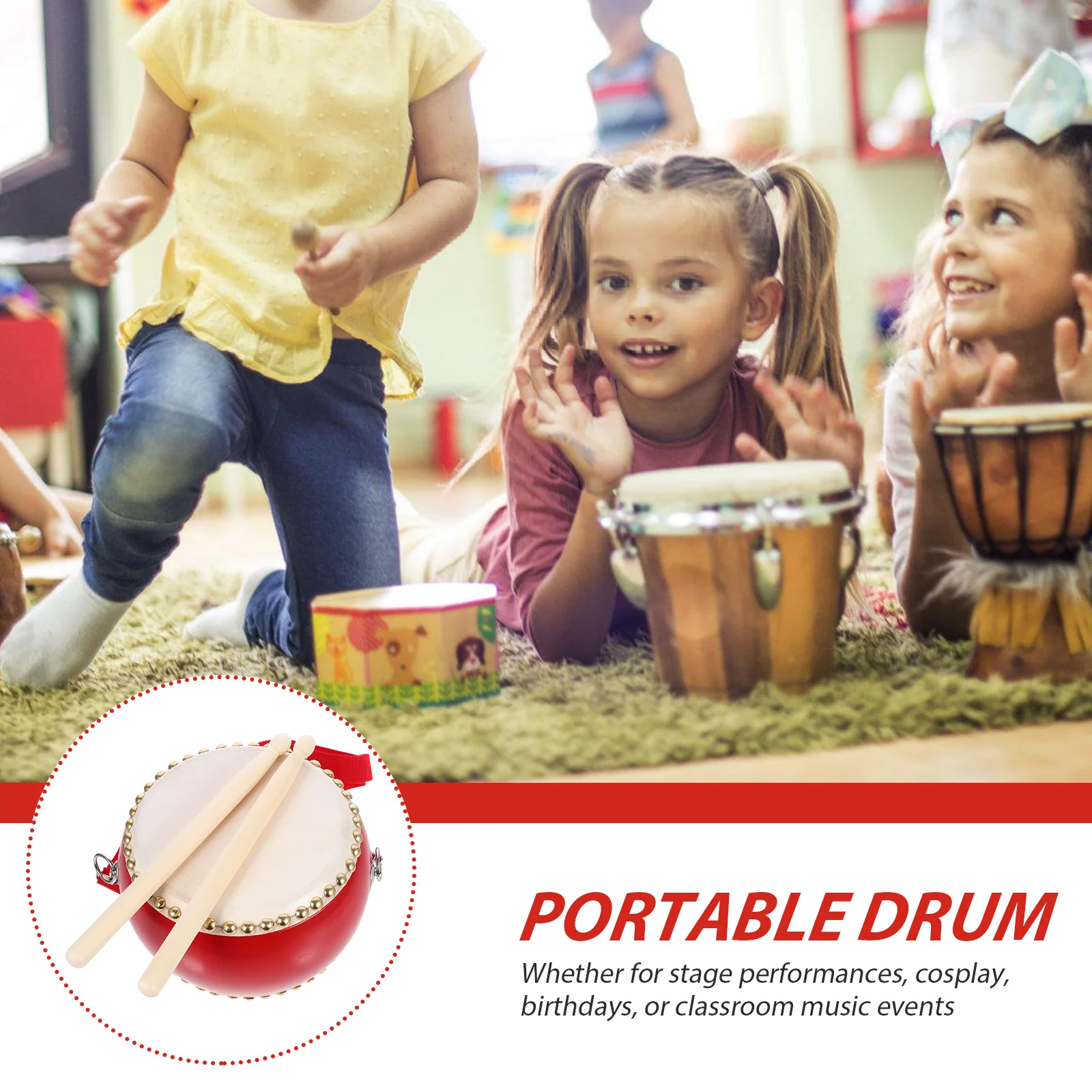 Music Toy Children Drum Performance Children’s Toys Wooden Instrument Log Baby Childrens