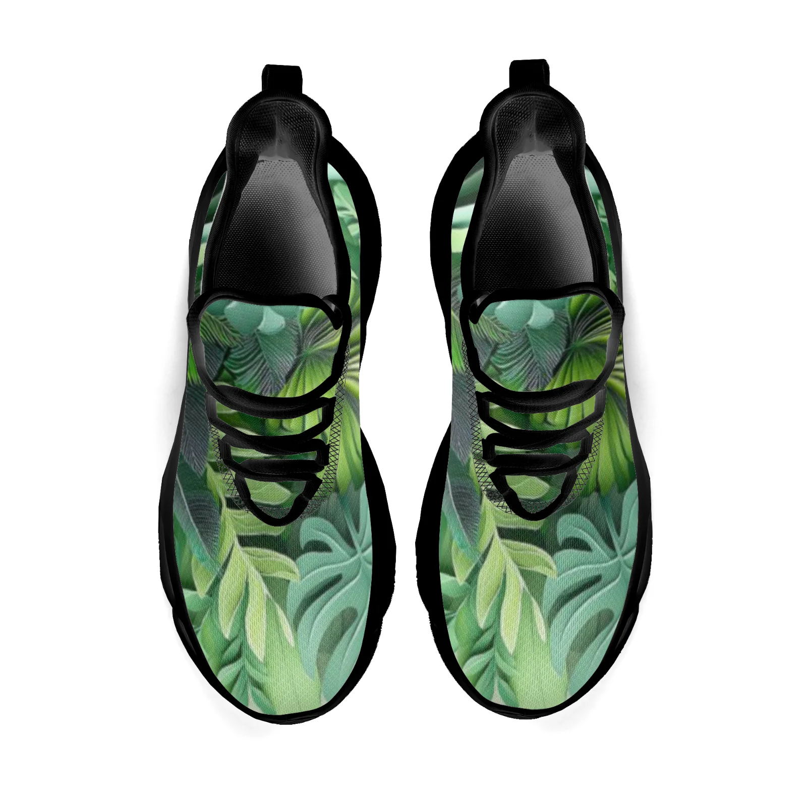 Zapatillas de deporte informales con estampado de plantas verdes para mujer, zapatos ligeros para caminar y correr para chicas adolescentes, zapatos con cordones de malla EUR36-48