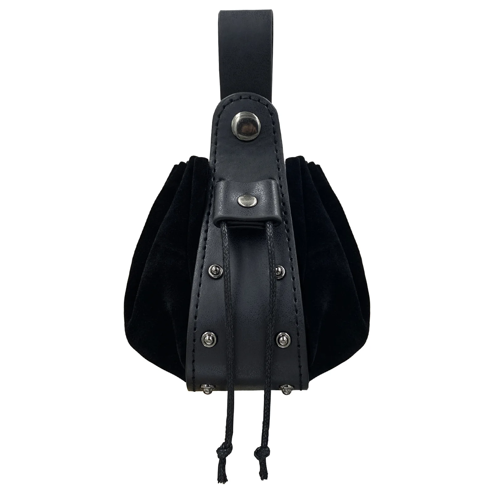Medieval Viking Knight Leather Rivet Pouch Hanging Coin Purse Retro Drawstring Waist Bag Storage Bag Halloween Cosplay Prop