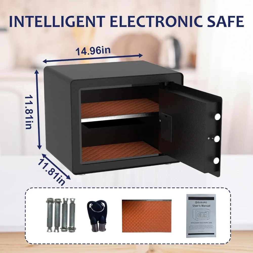Cub Safe Box - Home Security Safe for Cash, Money, Jewelry, Guns, Documents; Solid Steel Lock Box with Digital Electronic Se