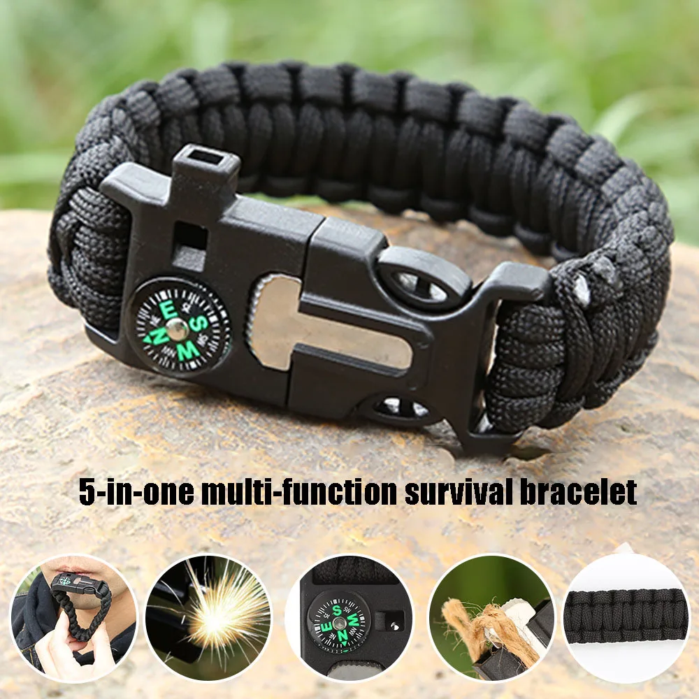 Seven-core umbrella rope woven five-in-one bracelet compass survival hand rope outdoor mountaineering camping emergency rescue b