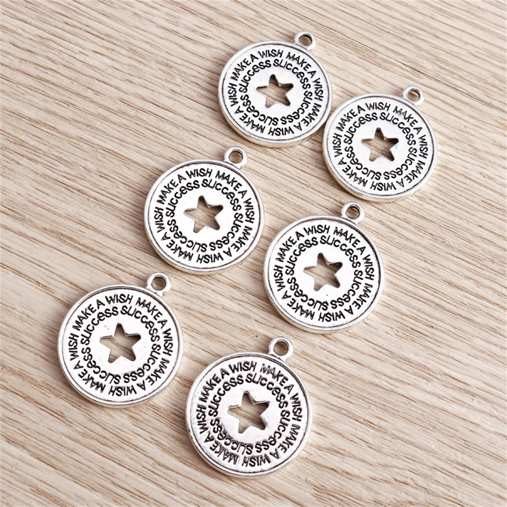 Tusember 10 Stück Legierungs-Metallsterne in Antiksilberfarbe, Anhänger für Ohrringe, Halsketten, DIY-Schmuckherstellung, handgefertigte Schmuckteile – Detail 1