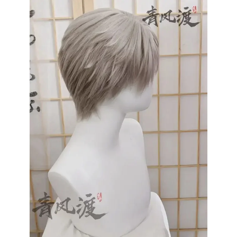 باروكة Xavier Caleb على شكل حب ومساحة عميقة، كوسبلاي فاتح مخصصة للرجال، حفلة الهالوين باللون الرمادي الاصطناعي