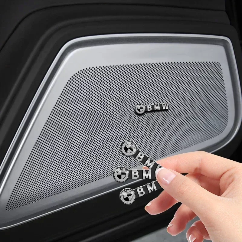 2/4pcs Car Accessories Auto Audio Aluminum Speaker Stereo Stickers For bmw E46 E39 E38 E90 E60 E36 F30 F30 E34 F10 E92 E38 E91