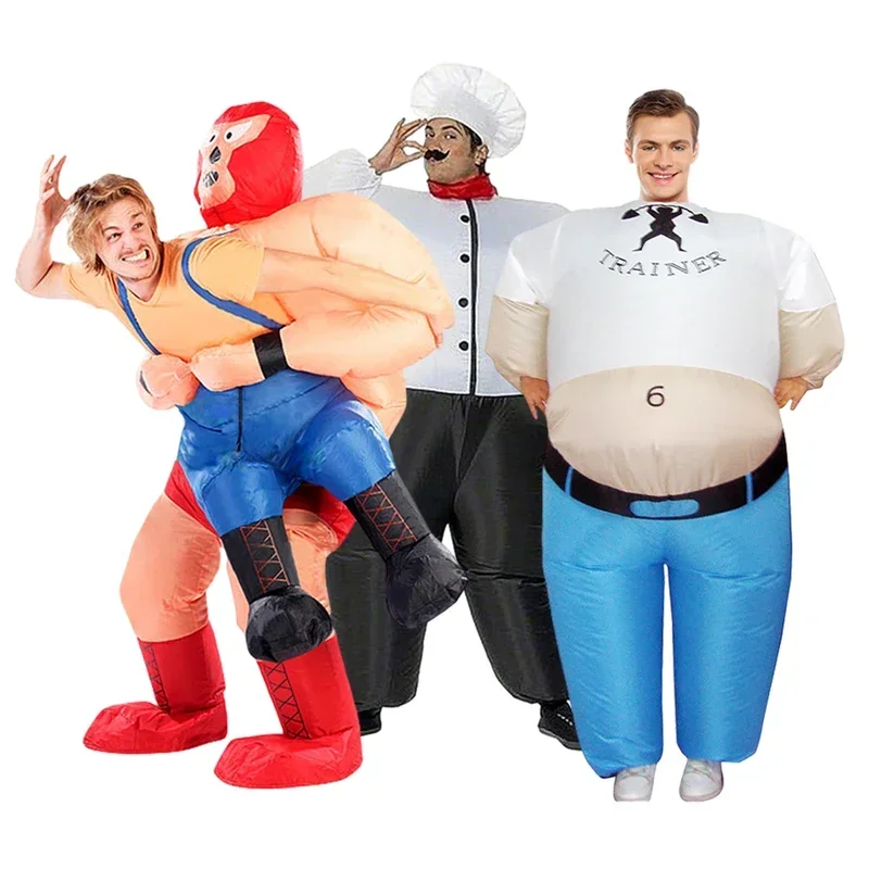 Restaurant Chef Pro Wrestler Fitness Coach Popeye Cosplay Inflatable Costume Halloween Masquerade Festival Party Props Set MN7