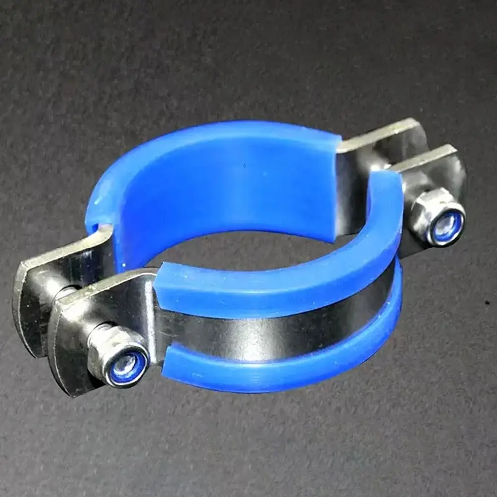 1Pcs M12-M108 Flat Pipe Support Clamp 304 Stainless Steel Thickened Flat Clamp Tube Support Clip Blue Case M6 Screws