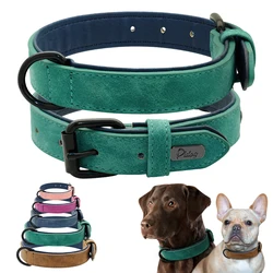 Leather Dog Collar Soft Padded Dogs Collars Adjustable Pet Puppy Bulldog  Chihuahua Necklace Durable for Small Medium Large Dogs