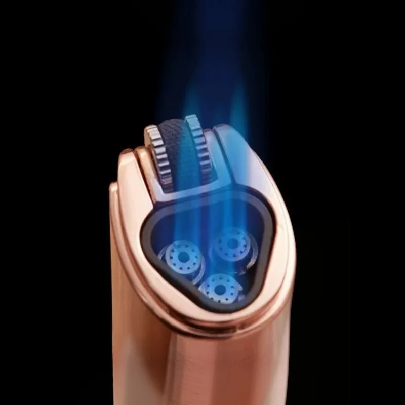 JOBON Novel Premium Triple Jet Torch Metal Lighter Windproof Butane  Gift Box For Cigar Outdoor Tool Men Festival Smoking Gift
