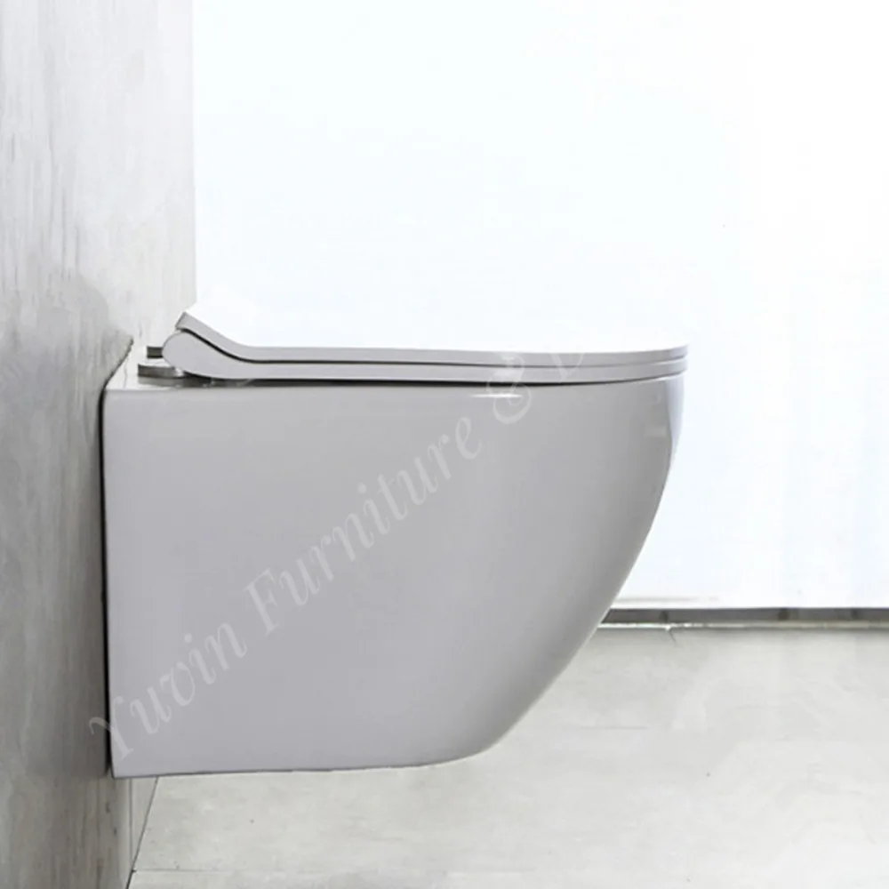 Gravity Flush Rimless Bathroom Wall Mount Ceramic Wc Set Concealed Cistern Wall Hung P Trap Toilet With Tank