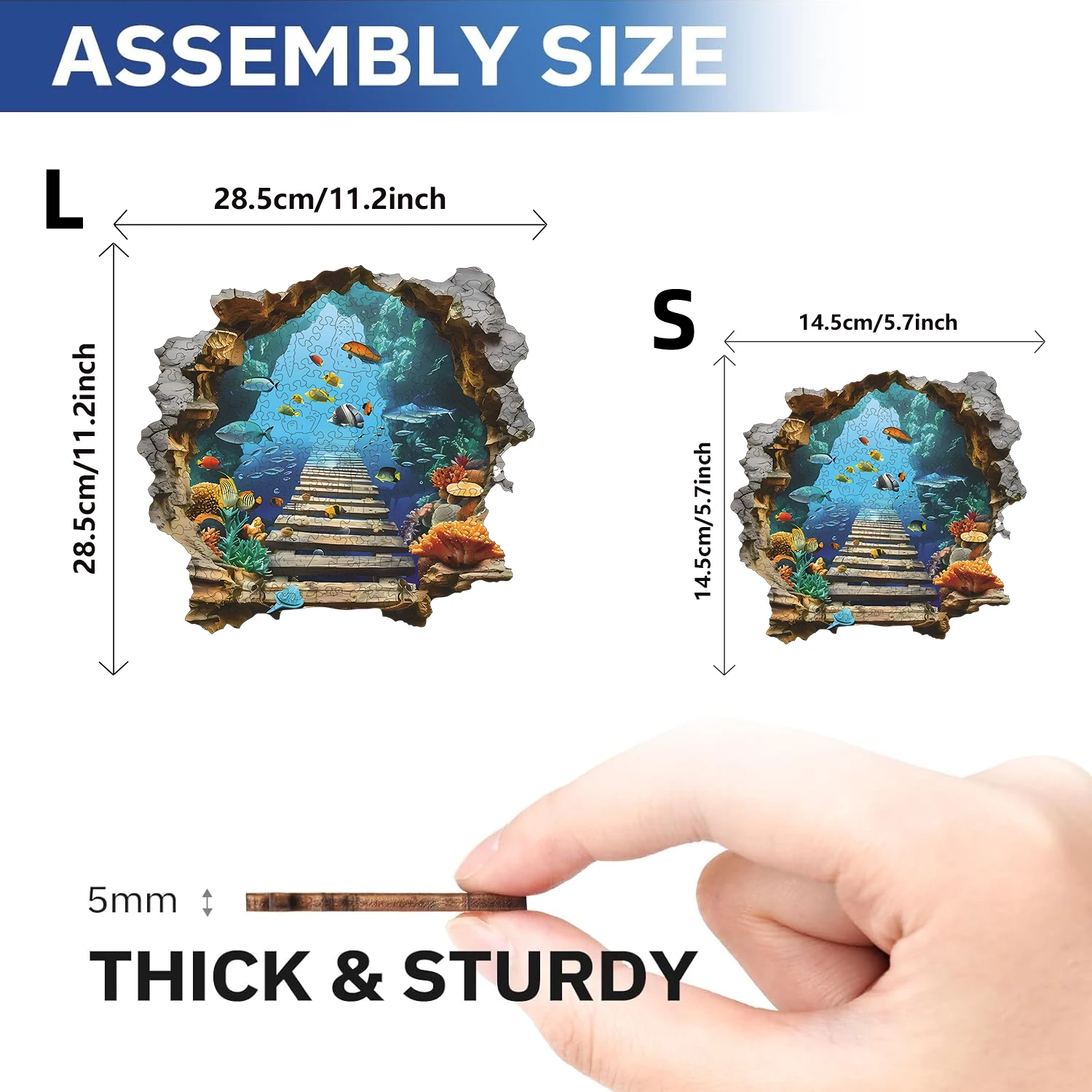 Mundo subaquático quebra-cabeça de madeira, brinquedo intelectual de quebra-cabeça mágico de alta dificuldade, presente requintado de natal, jogo de família decoração de casa