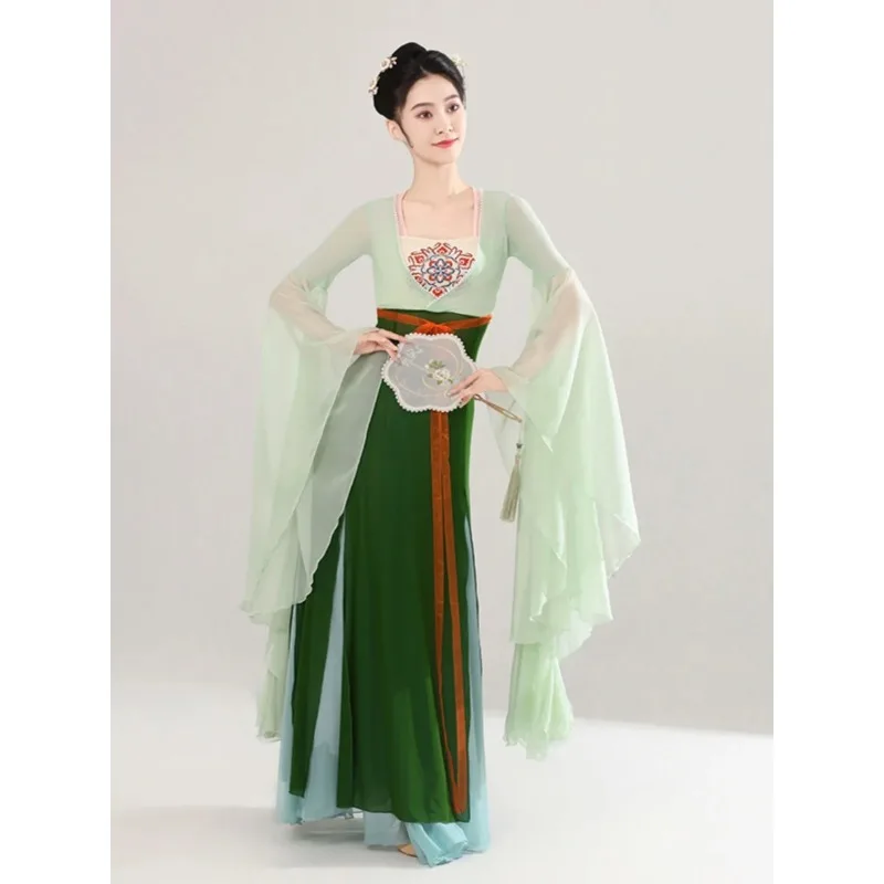 Classical Dance Costumes Women Elegant Long Gauze Clothes Green Suit Performance Outfit Practice Clothes Ancient Han Costume