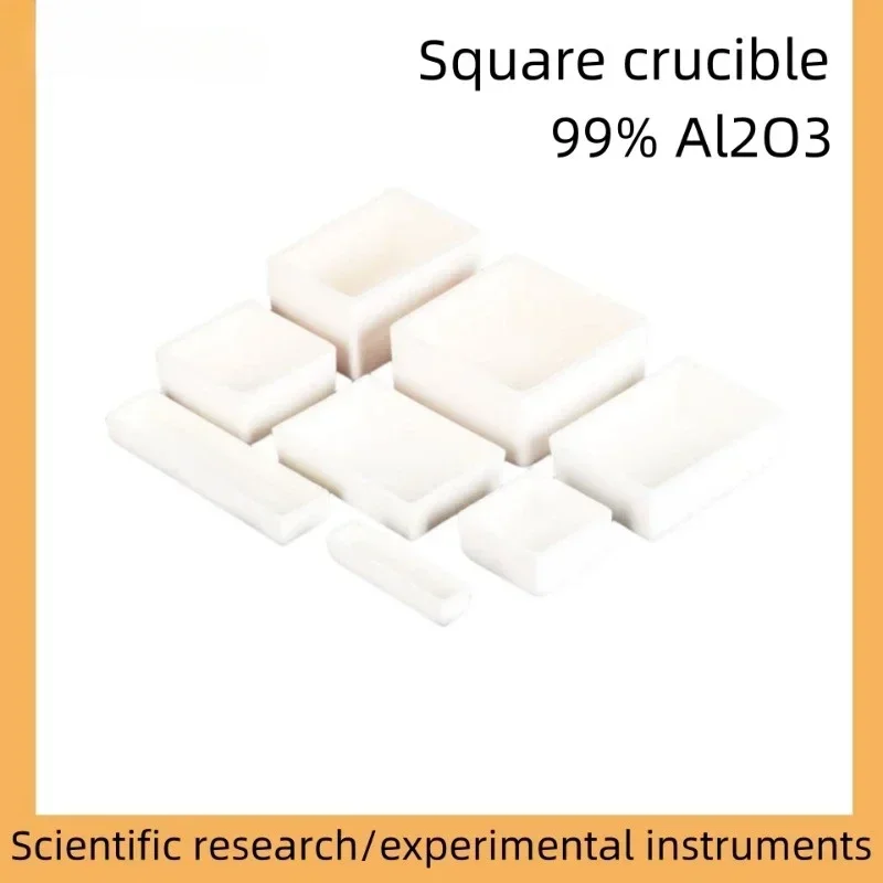 1pc Square 99% Crucible Alumina Corundum Crucible/experimental Furnace Tube Furnace Sintering Combustion Boat