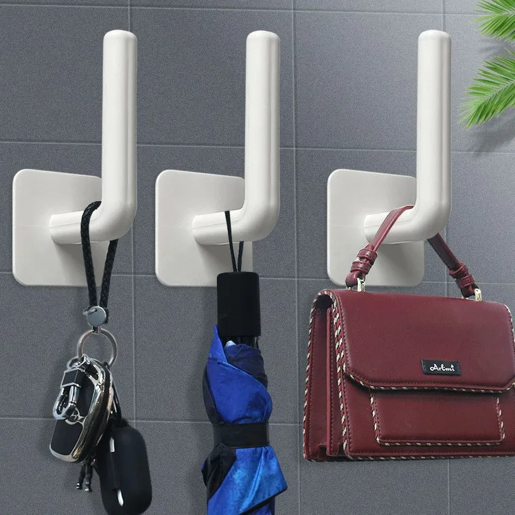 

L-Shaped Hook Self Adhesive Wall Hangers Tissue Holder Pot Lid Hooks Keys Home Storage Rack For Home Kitchen Accessories