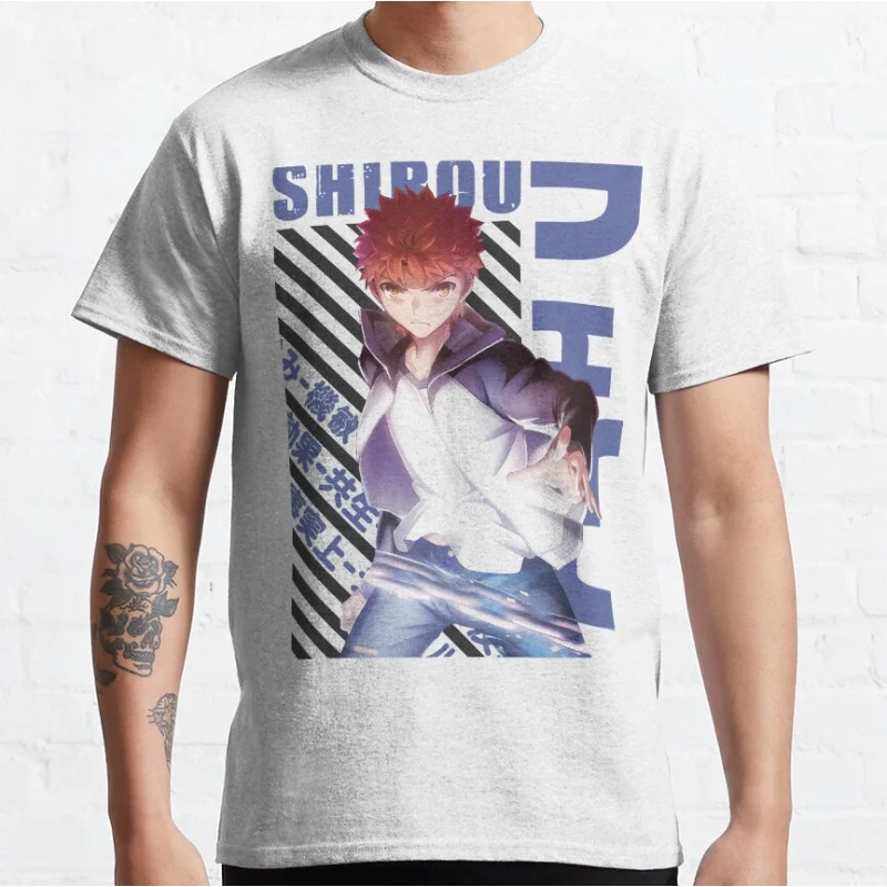 Fate - Emiya Shirou Cute Anime kawaii video game 100% cotton printed T hort-sleeve crewneck T-shirt large size Adult Tops S-6xl