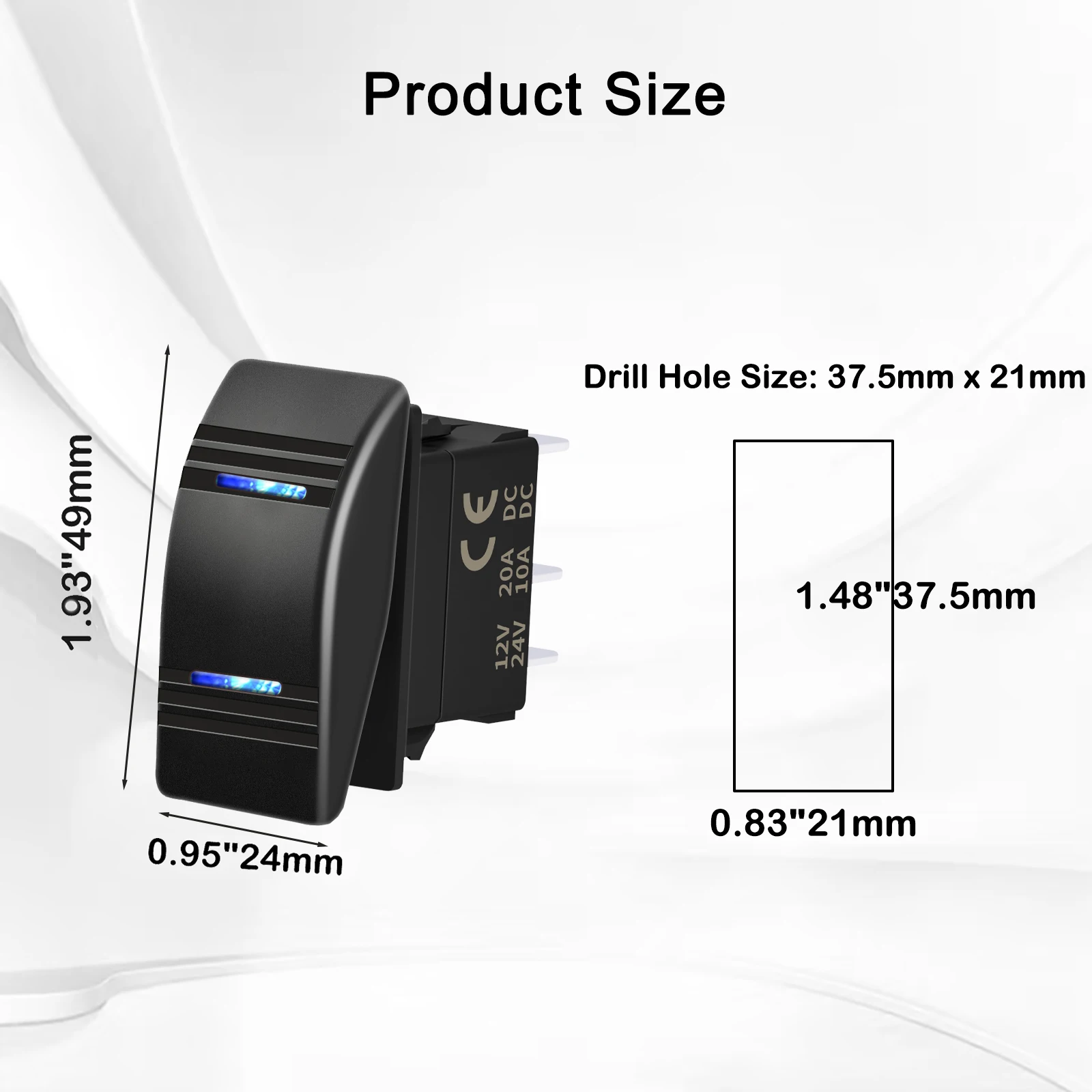 12V 20A Car Rocker Switch Momentary ON OFF Toggle Dual Blue LED Bar for Marine Boat 4x4 Can-Am ARB Carling Style view 3