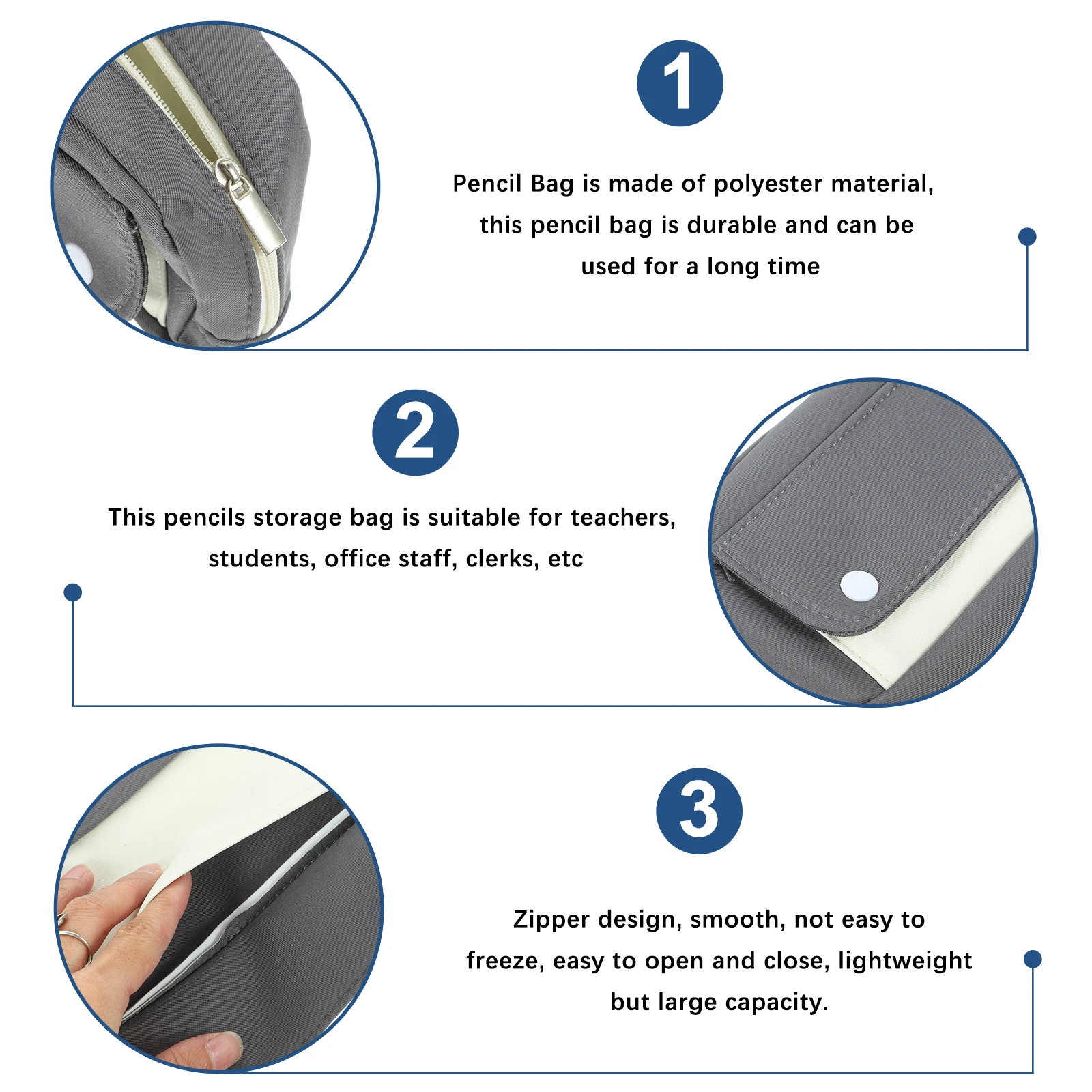 

Top Pencil Bag Polyester Large Capacity Pen Case for Students Teachers Office Staff Cute Stationery Organizer