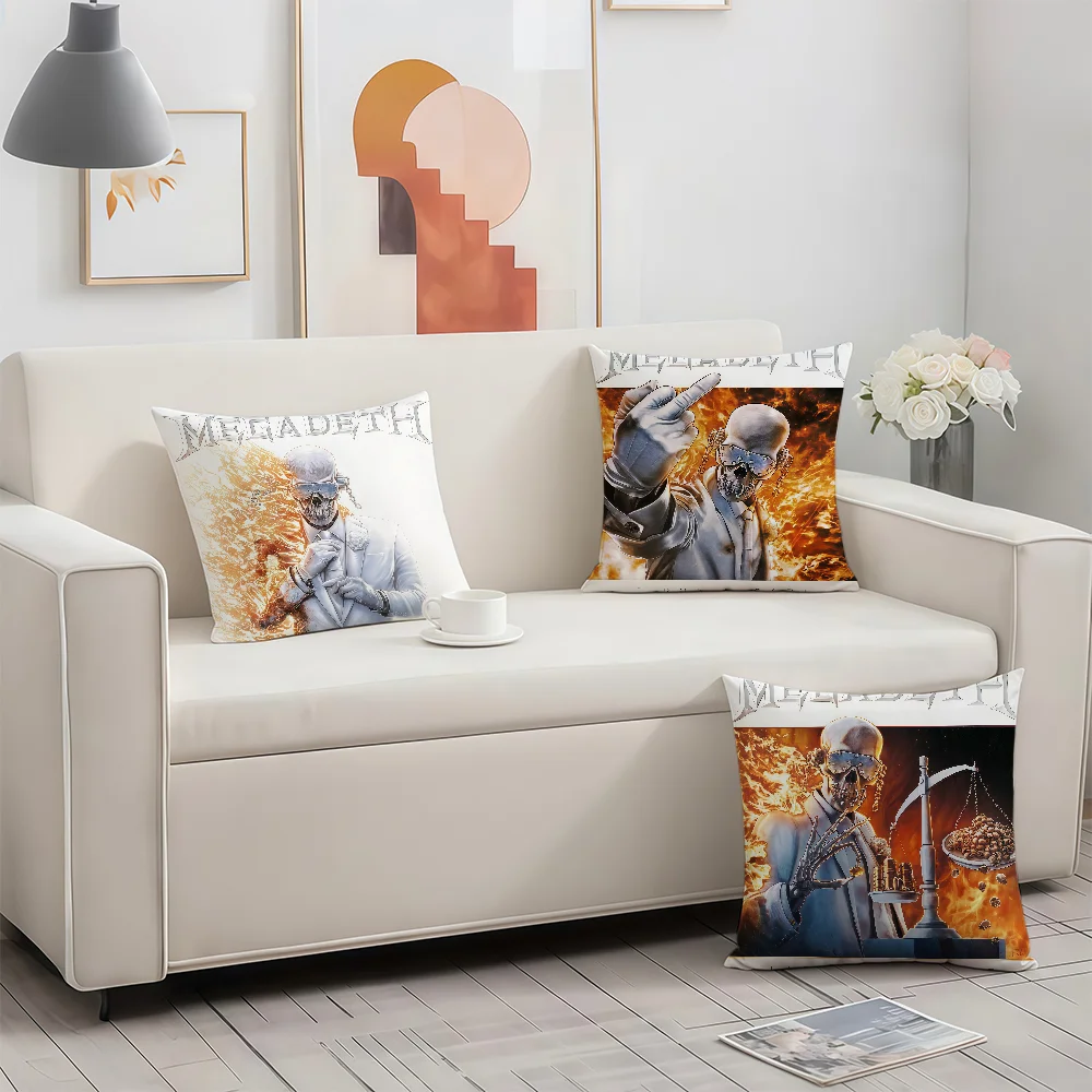 Rock Band M-Megadeth 2026 Cushion Cover Birthday Anniversary Gifts Double Sided Printed Zipper Cushion Cover Soft Skin Bedding