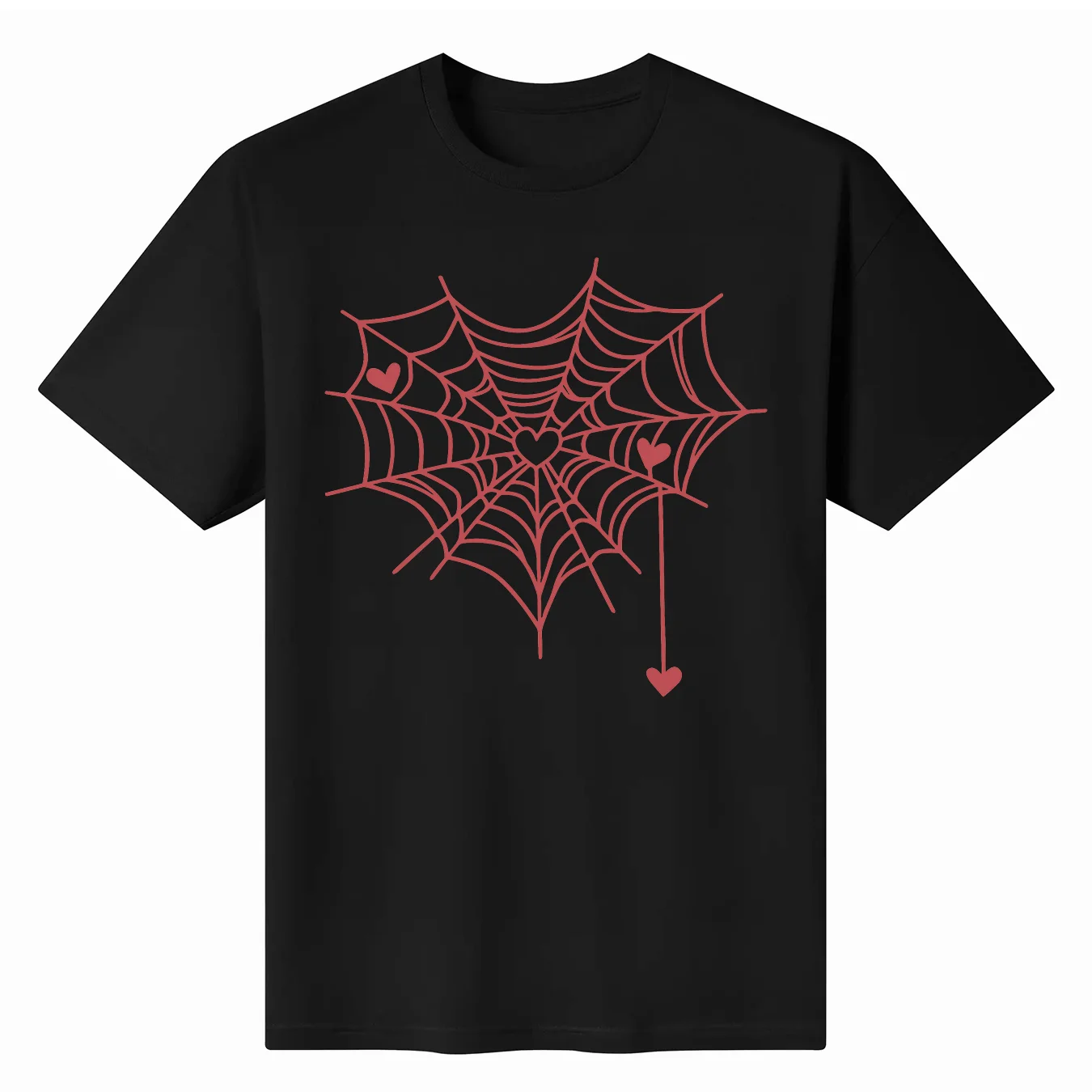 New Fashion Pink Love Spider Web Funny Graphic Printing Men Cotton T Shirts Summer Breathable Clothes Oversize Street Tee