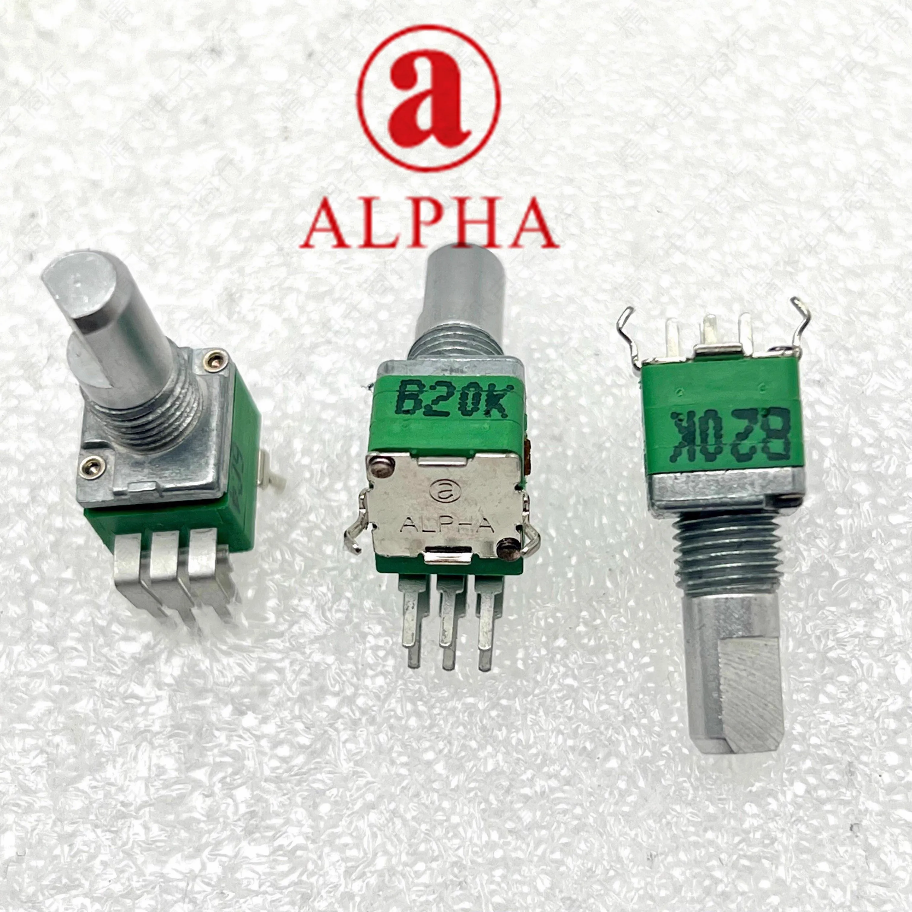 1pcs，Single loop carbon film potentiometer，RK09，B20K，6Pin，Axis length 15mm, half axis