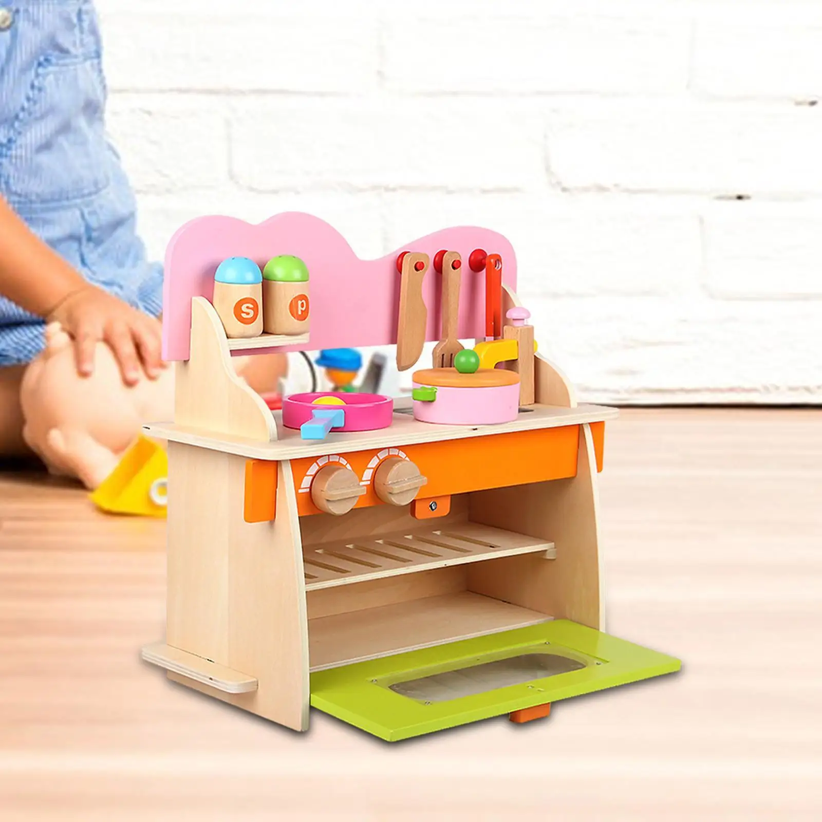 Play Kitchen Set Easy Assembly for Kids Wooden Ornament Kitchen Set for Kids