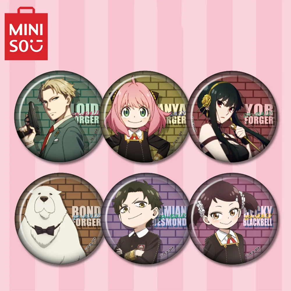 MINISO SPY×FAMILY Series Anime Figures Anya Forger Yor Forger Loid Forger Cartoon Cute Badge Clothing Brooch Decoration Badge