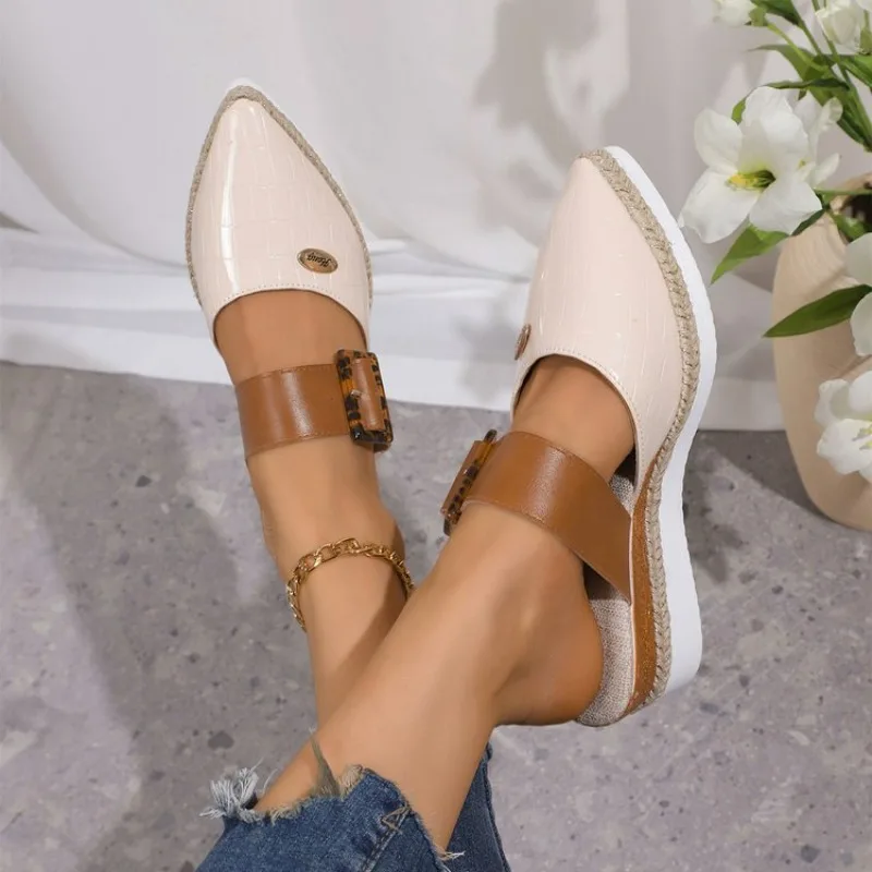 النساء الصنادل مغلقة تو صندل خشبي المرأة الصيف المصارع أحذية امرأة موضة رياضة قماشية صنادل أرضية Zapatos De Mujer