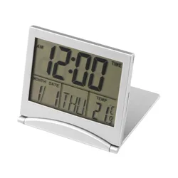 New Digital LCD Weather Station Folding Desk Temperature Travel Alarm Clock