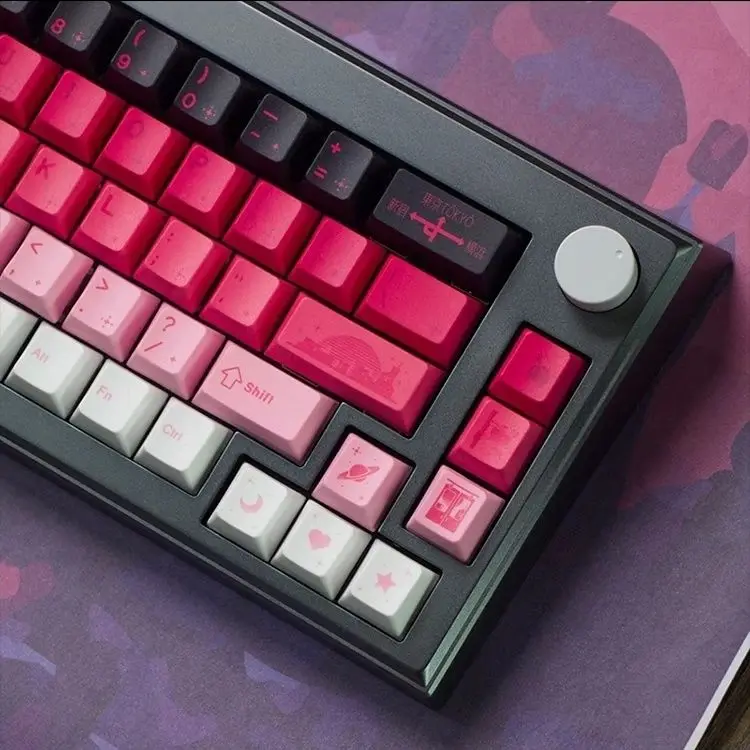 Keycap pbt gradual change pink Original sublimation adaptation 61 65 68 75 87 104 10