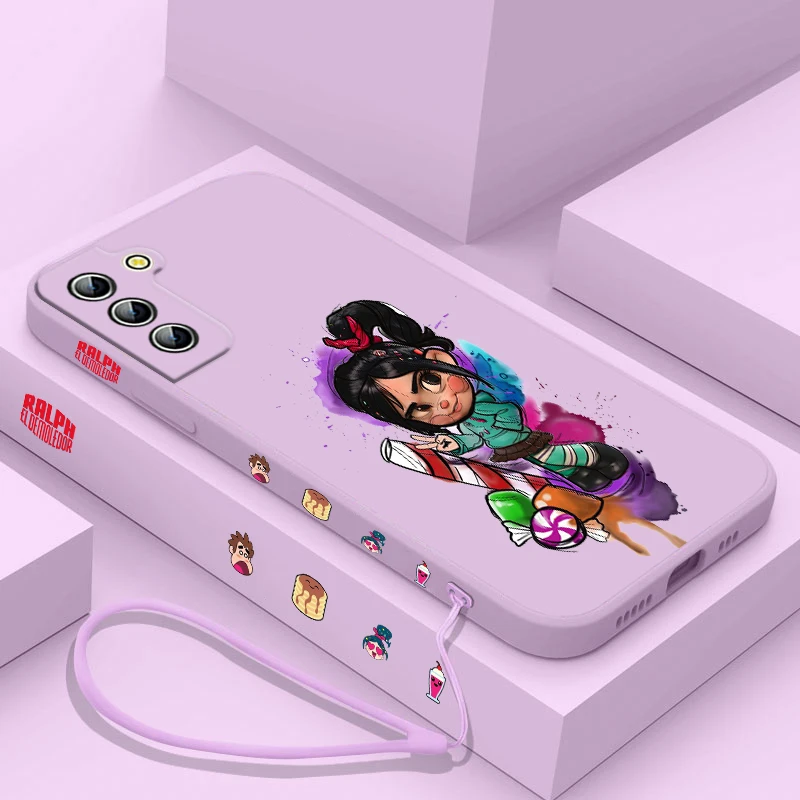 Disney Ralph Vanellope Phone Case For Samsung Galaxy S24 S23 S22 S21 S20 Pro FE Plus Ultra Liquid Left Rope Cover