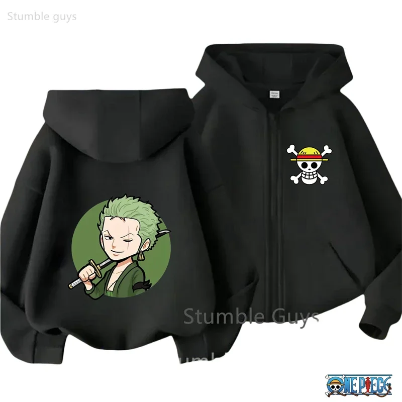 

Boys Clothes Girls One Piece Cartoon Zipper Hoodie Kids Luffy Printed Casual Anime Hooded Sweatshirt Spring Outerwear