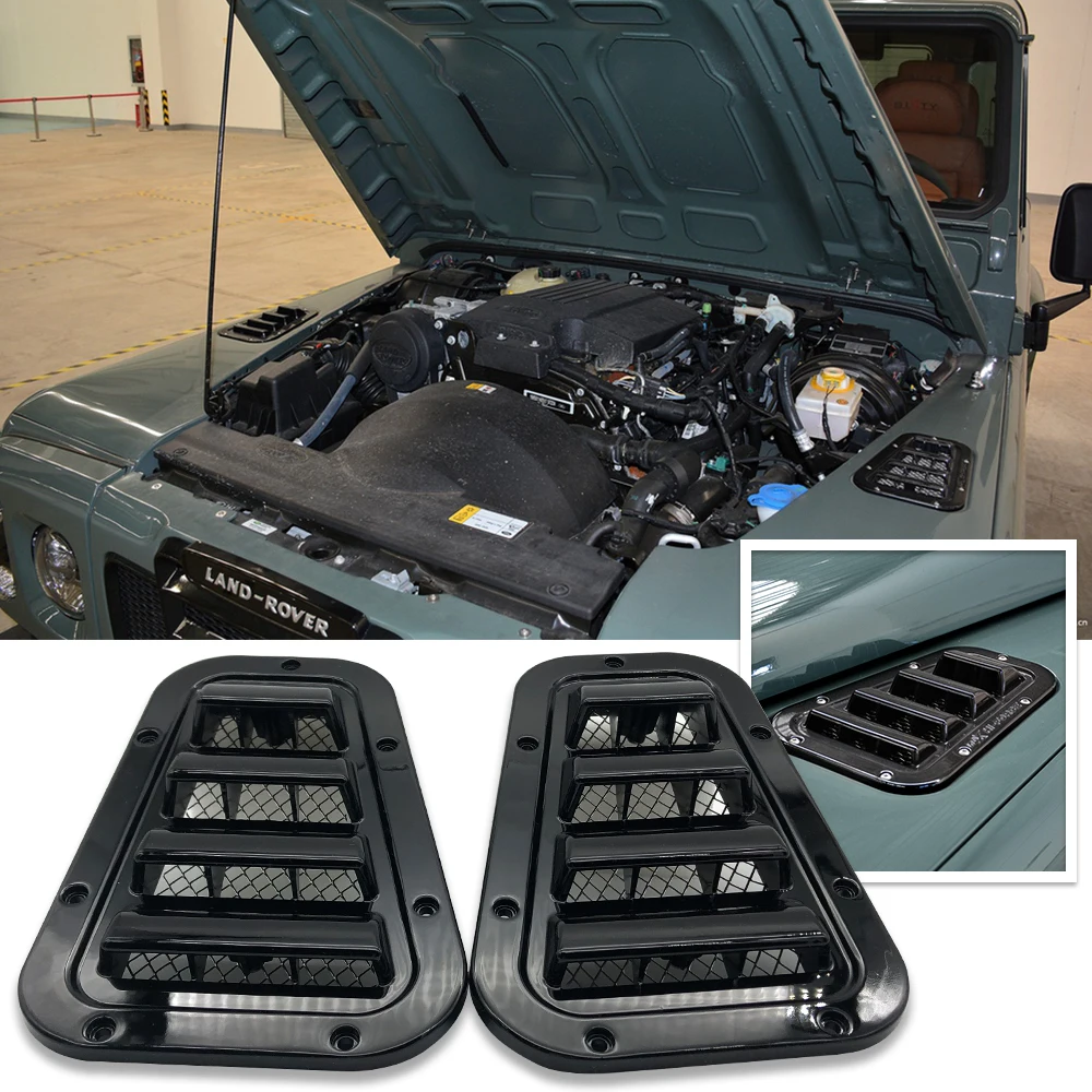 Couvercle d'aération de garde-boue avant, garniture de moulage de calandre, capuchon en plastique ABS noir, adapté pour Land Rover Defender 2019-2004, paire