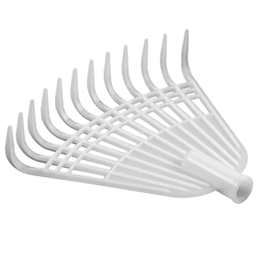 

White Plastic Garden Rake Accessories Durable Sturdy Cleaning Tool for Leaf Debris Yard Lawn Outdoors Garden Rake