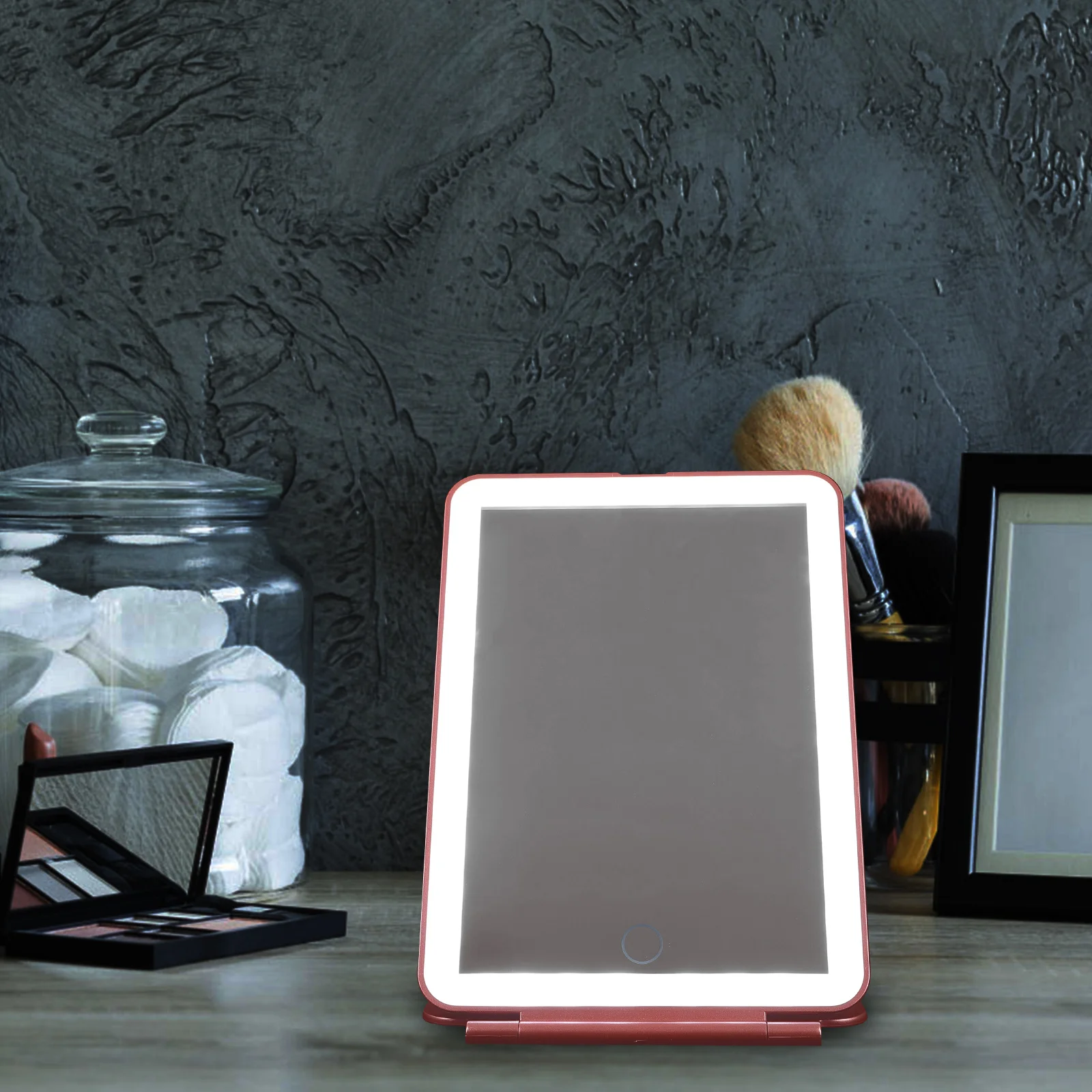 

1Set Compact Makeup Mirror LED Touch Foldable USB Chargeable Desktop Adjustable LED Light Mirror Makeup Accessory
