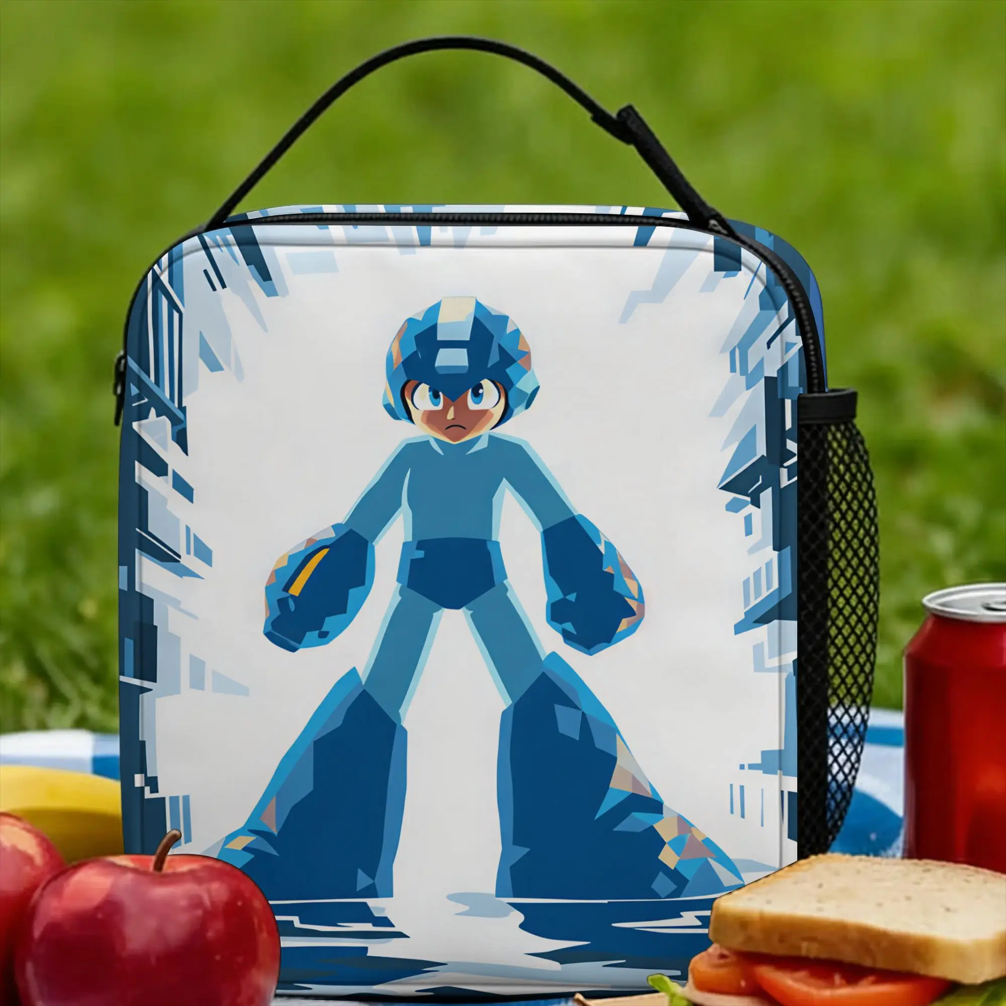 Mega Man Lunch Bag For Women  Custom Lunch Box Fun Picnic Cooler Bag Portable Waterproof Thermal Tote Handbags
