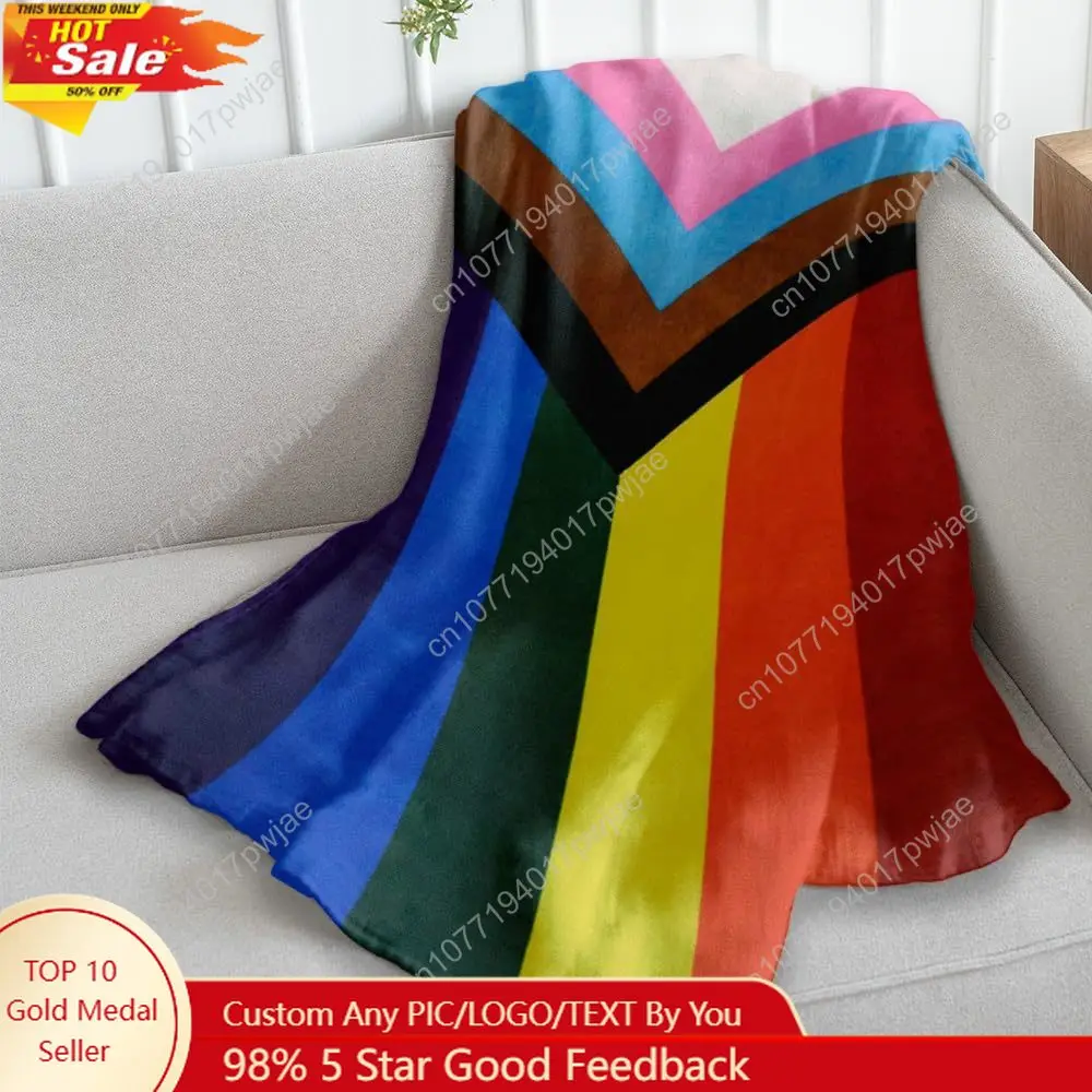 

Progress Pride Super Plush Blanket Soft Throw Blanket Perfect for Cuddle Season Progressive Pride LGBT Custom blankets