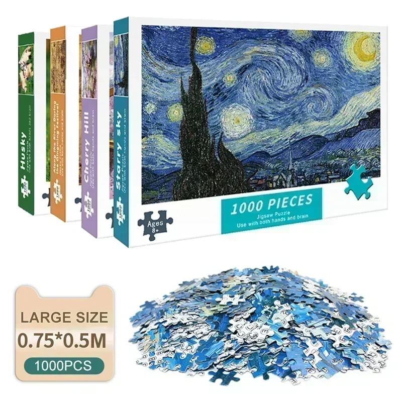 75*50CM Adult 1000 Pieces Paper Jigsaw Puzzle Lovely Cure High Difficulty Decompression Puzzles Birthday Gift  Educational Toys